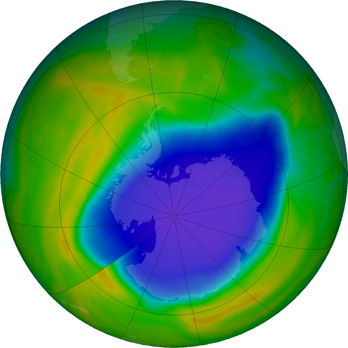 Antarctic ozone map for 05 November 2023